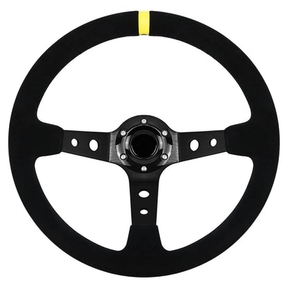 13.6" Suede Racing Steering Wheel with Horn Button for Universal Fit