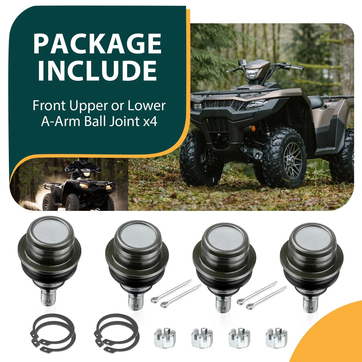4x Upper & Lower Ball Joints for Suzuki KingQuad 750 LTA750X (2008–2023)