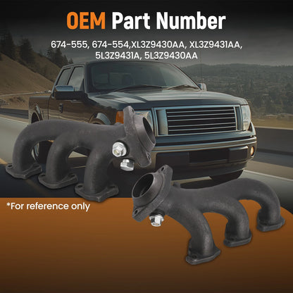 LH+RH Exhaust Manifold for Ford F150 E150 (1999–2008) 4.2/5.4L 17MKA3