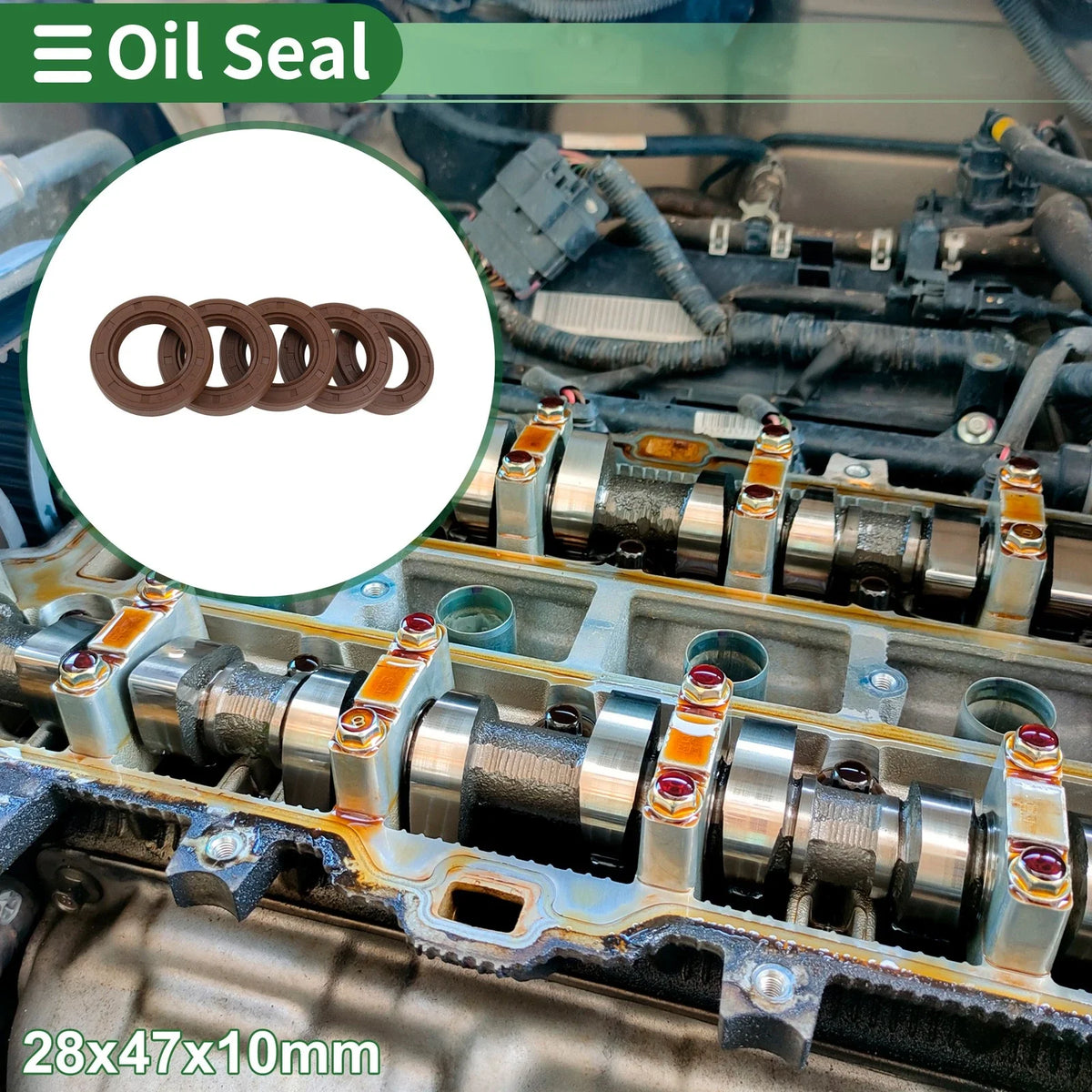 Set of 5 Oil Seals FKM Rubber 28x47x10mm for Various Models 