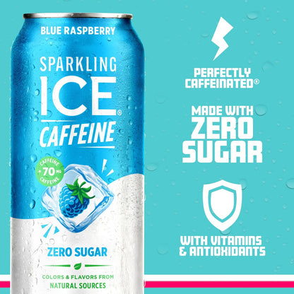 Sparkling Ice Caffeine Blue Raspberry 16 Fl Oz (Pack of 12)