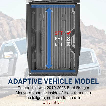 Soft Roll-Up Tonneau Cover for Ford Ranger (2019–2024) 5FT Truck Bed