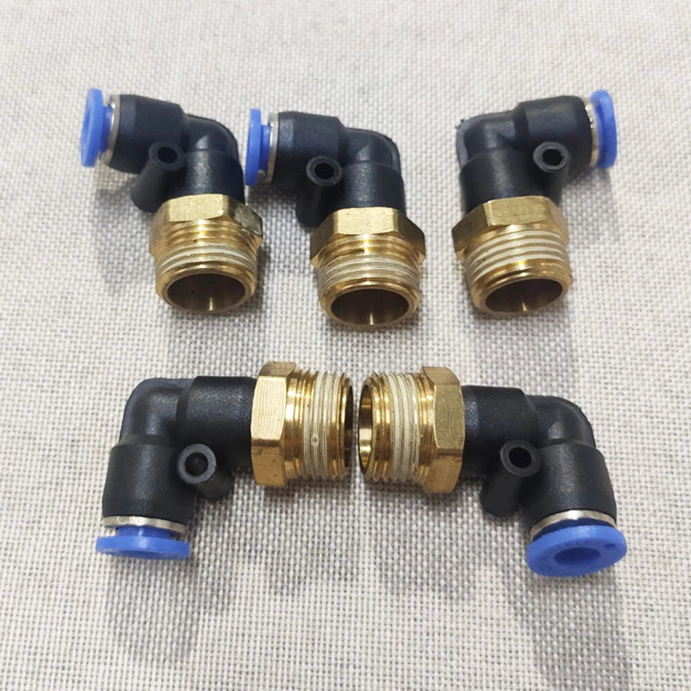 5X Pneumatic Male Elbow Fitting 1/4" OD x 3/8" NPT for Air Tubing