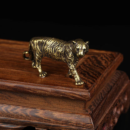 Solid Brass Tiger Figurine Statue for Home Office Decoration