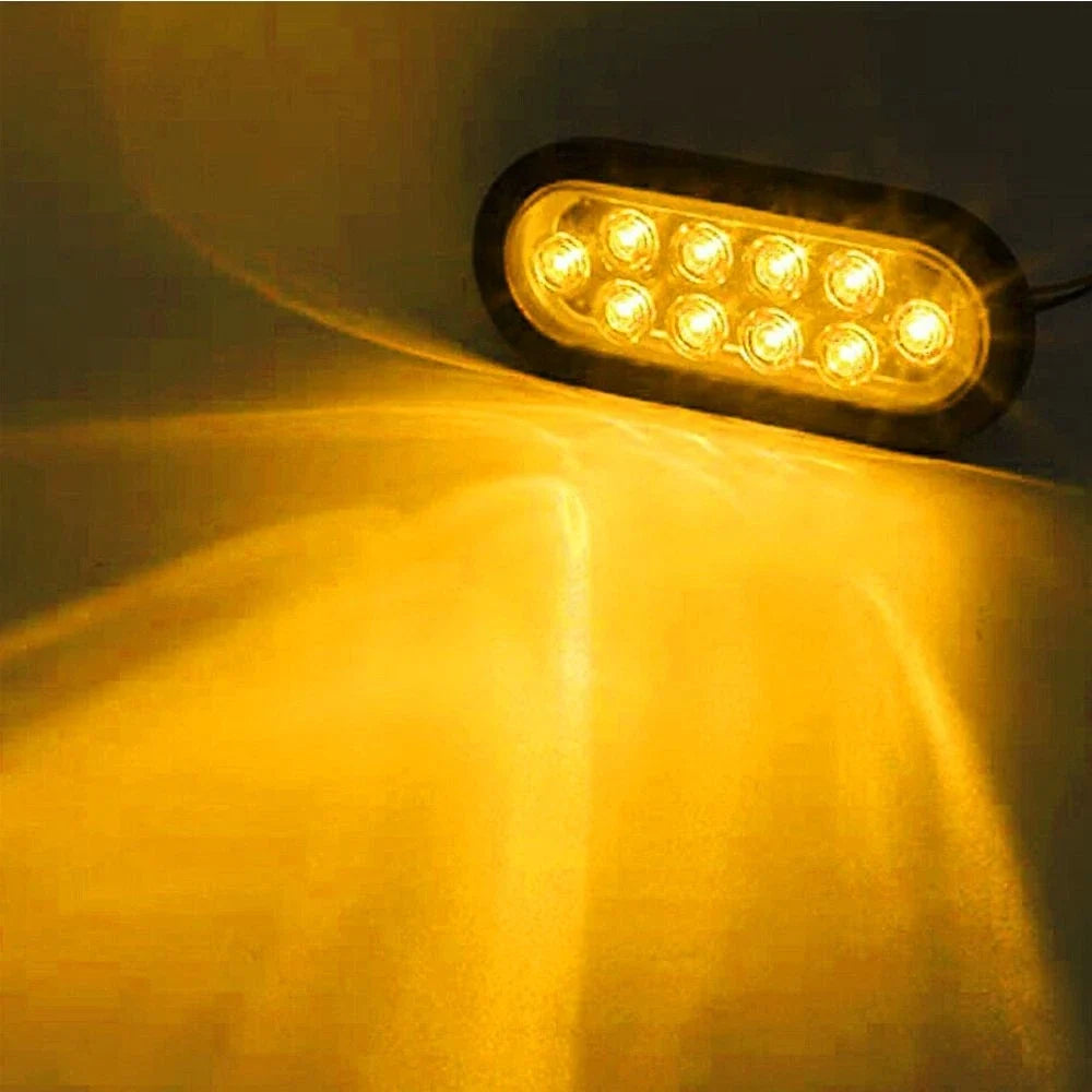 Set of 4 Amber 10 LED Truck Marker Trailer Oval Lights for