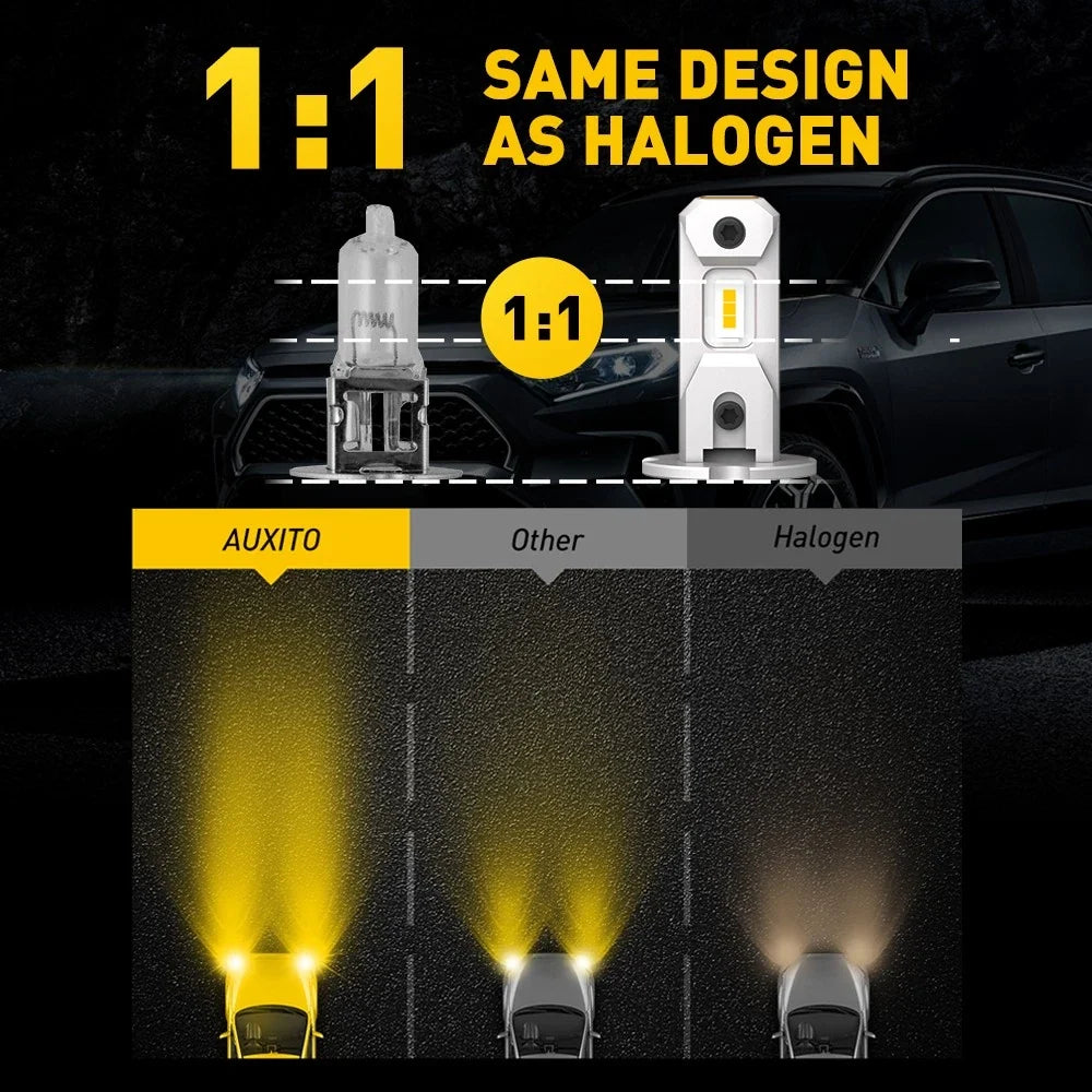 AUXITO LED Fog Light Bulbs H3 Yellow Kit for Lexus GX470 (2003–2009)