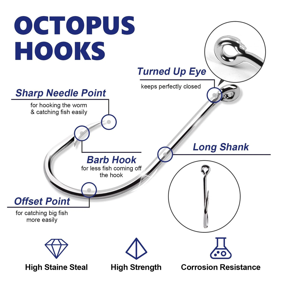 Set of 1000 UCEC Octopus Hooks for Saltwater Freshwater Fishing