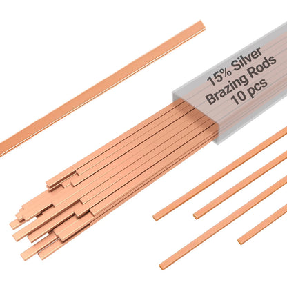 15% Silver Brazing Rods Set of 10 Sticks 0.050 x 1/8 x 10 HVAC Plumbing