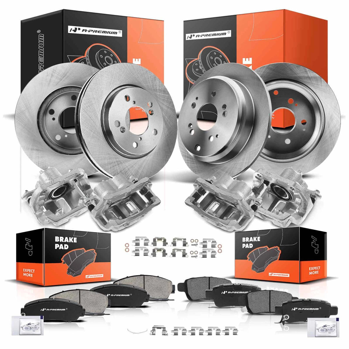 Set of 4 Disc Brake Rotors & Pads for Honda Odyssey (45022T0AA00, 45022TK8A00)