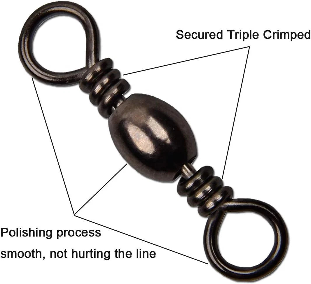 50pcs Fishing Barrel Swivels - Durable Copper & Steel Connectors