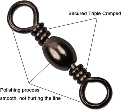 50pcs Fishing Barrel Swivels - Durable Copper & Steel Connectors