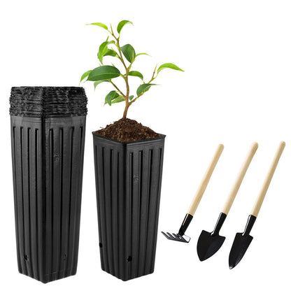 20 Pcs Plastic Deep Nursery Pots for Trees (9.8" Tall, Square)