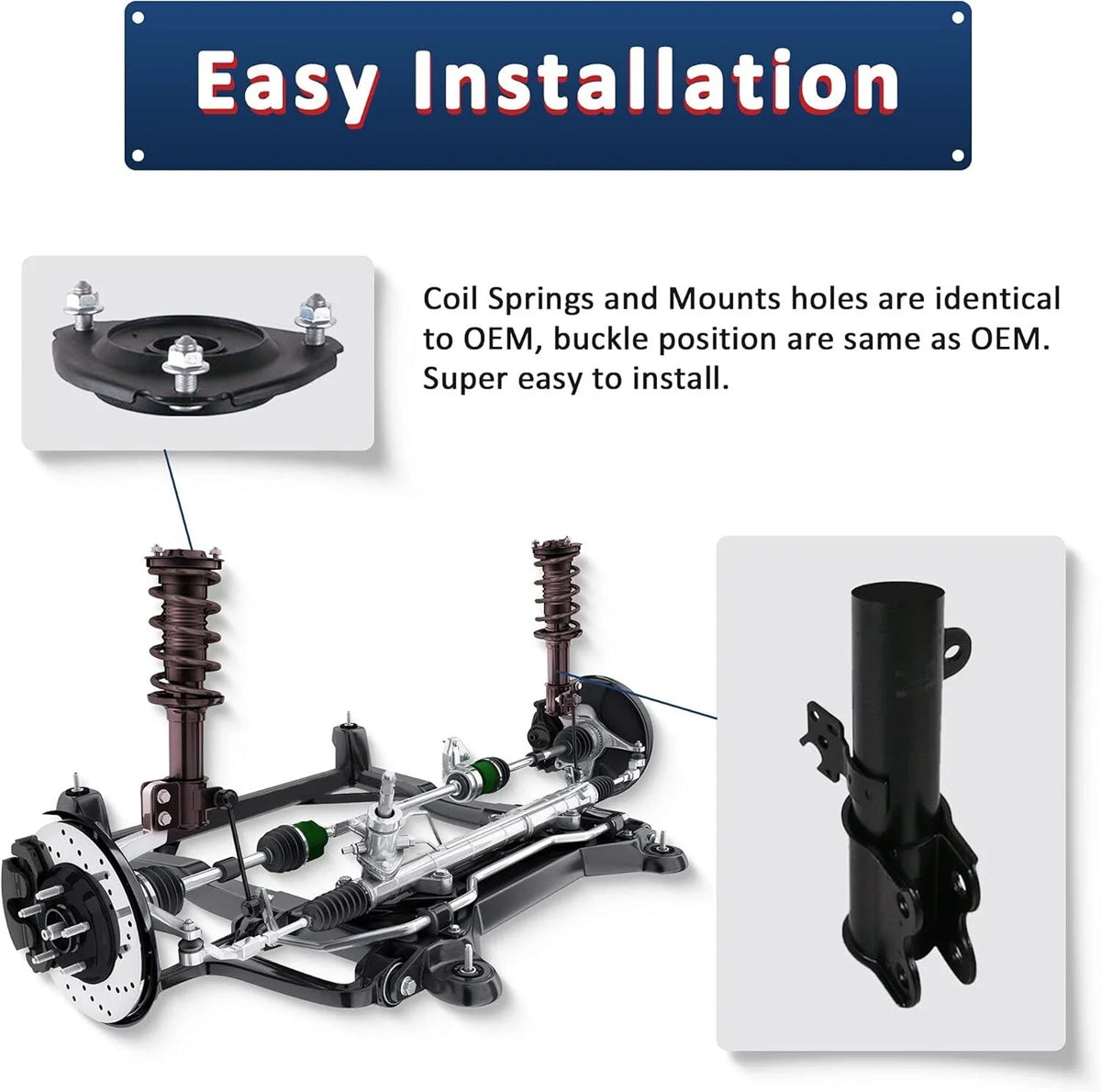 Pair Front Struts with Coil Spring Assembly for Toyota Camry (2012–2017)