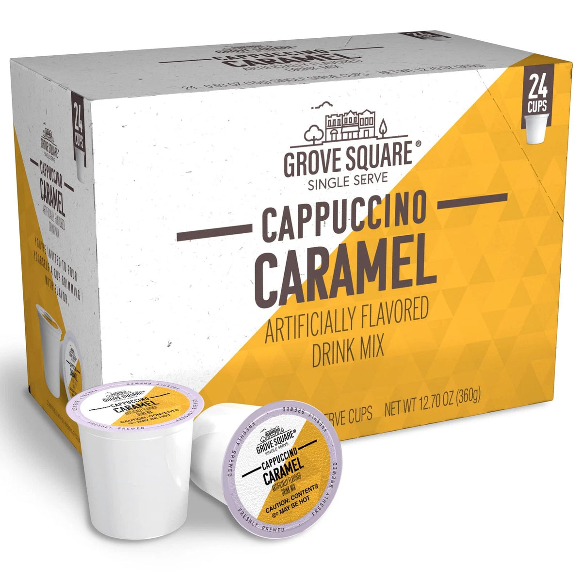 24X Grove Square Cappuccino Pods Caramel for Single Serve Coffee Makers