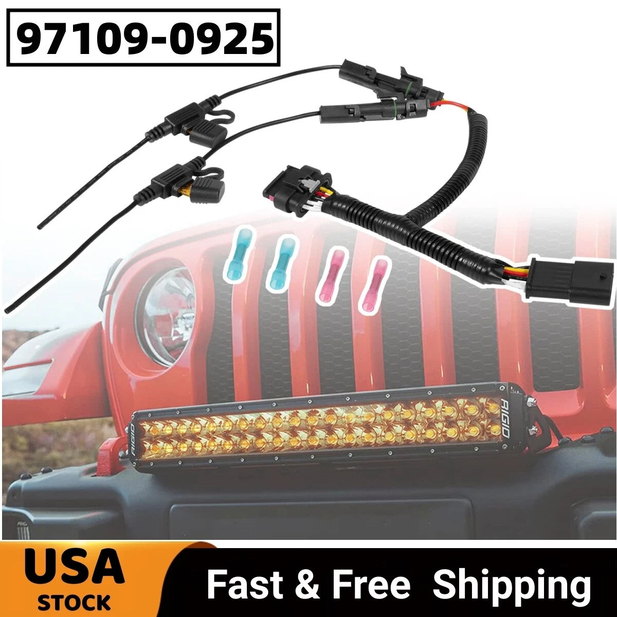 Day Running Light DRL Adapter Wiring Harness 97109-0925 for Jeep Wrangler JT JL