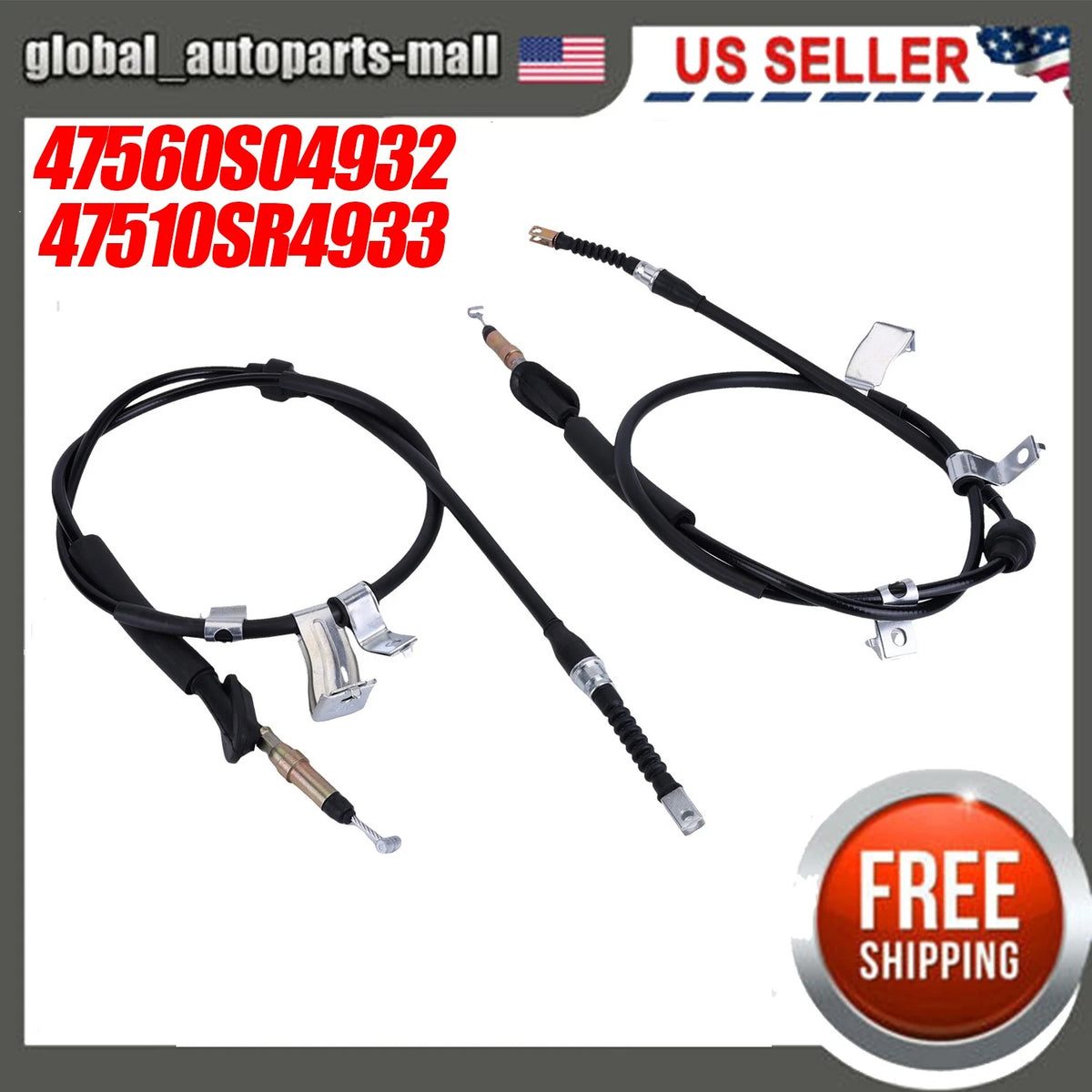 Rear Parking Brake Cable for Acura Integra (1994–1998) Honda Civic (1992–2000) 47560-S04-932, 47510-SR4-933