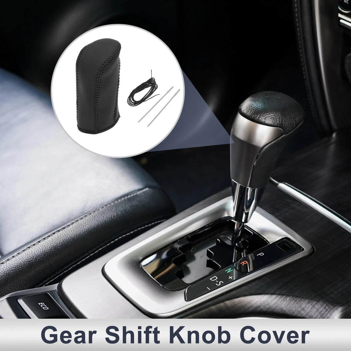 1 Pc Gear Shift Knob Cover for Nissan Tiida (2004–2012) Black Faux Leather