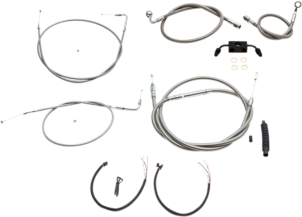 Complete Stainless Braided Handlebar Cable/Brake Line Kit for LA CHOPPERS (12"-14")
