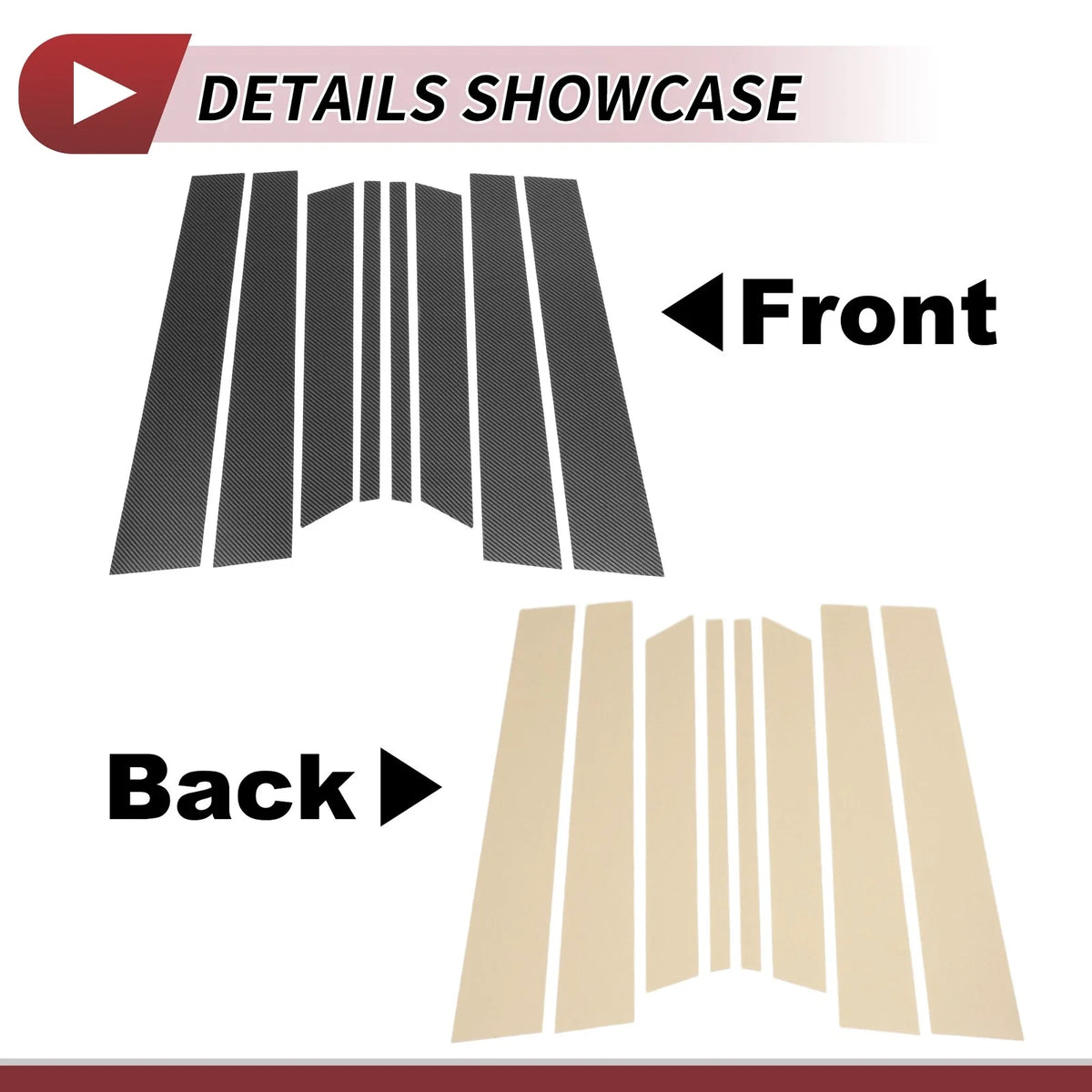 8 Pcs Door Pillar Window Trim for Ford Territory (2004–2016) Carbon Fiber