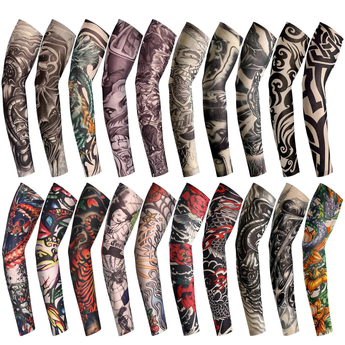 20 Pcs Cooling Arm Sleeves for Men - Long Fingerless, Multicolor
