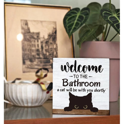 Welcome to The Funny Farmhouse Bathroom Decor 5x5 Inches