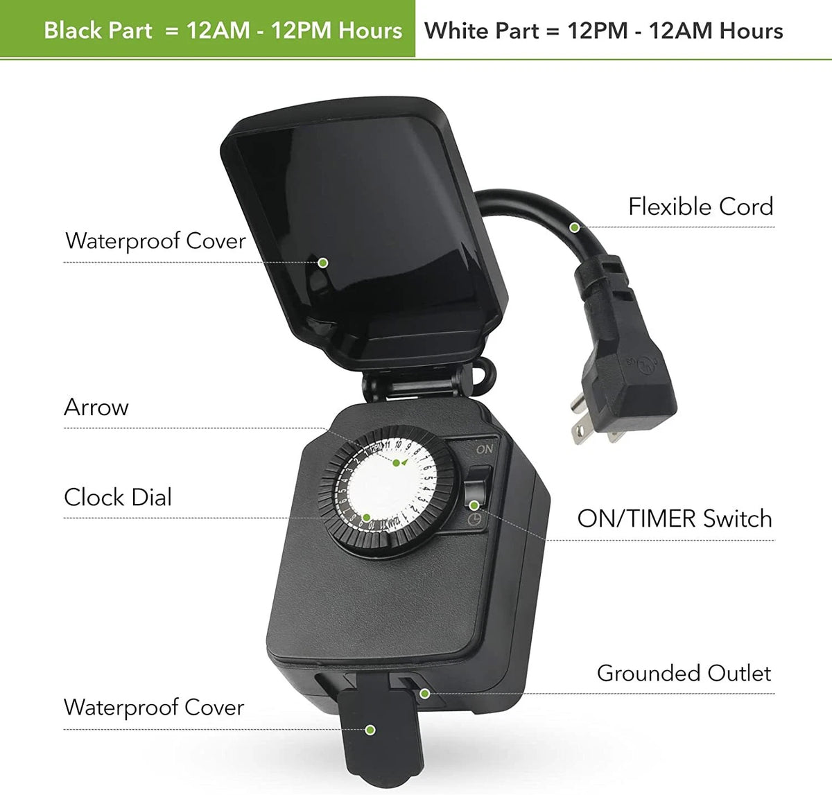24 Hour Mechanical Outdoor Light Timer for (2010–2023)