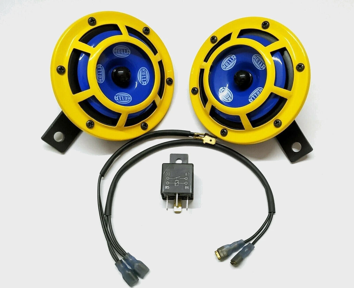 Set of 2 Hella Yellow Panther 118dB Dual Horns for All Cars
