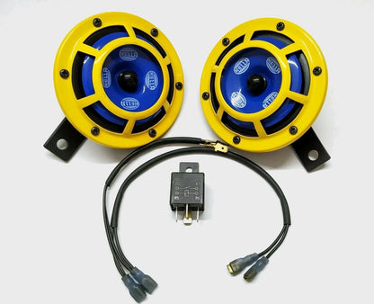 Set of 2 Hella Yellow Panther 118dB Dual Horns for All Cars