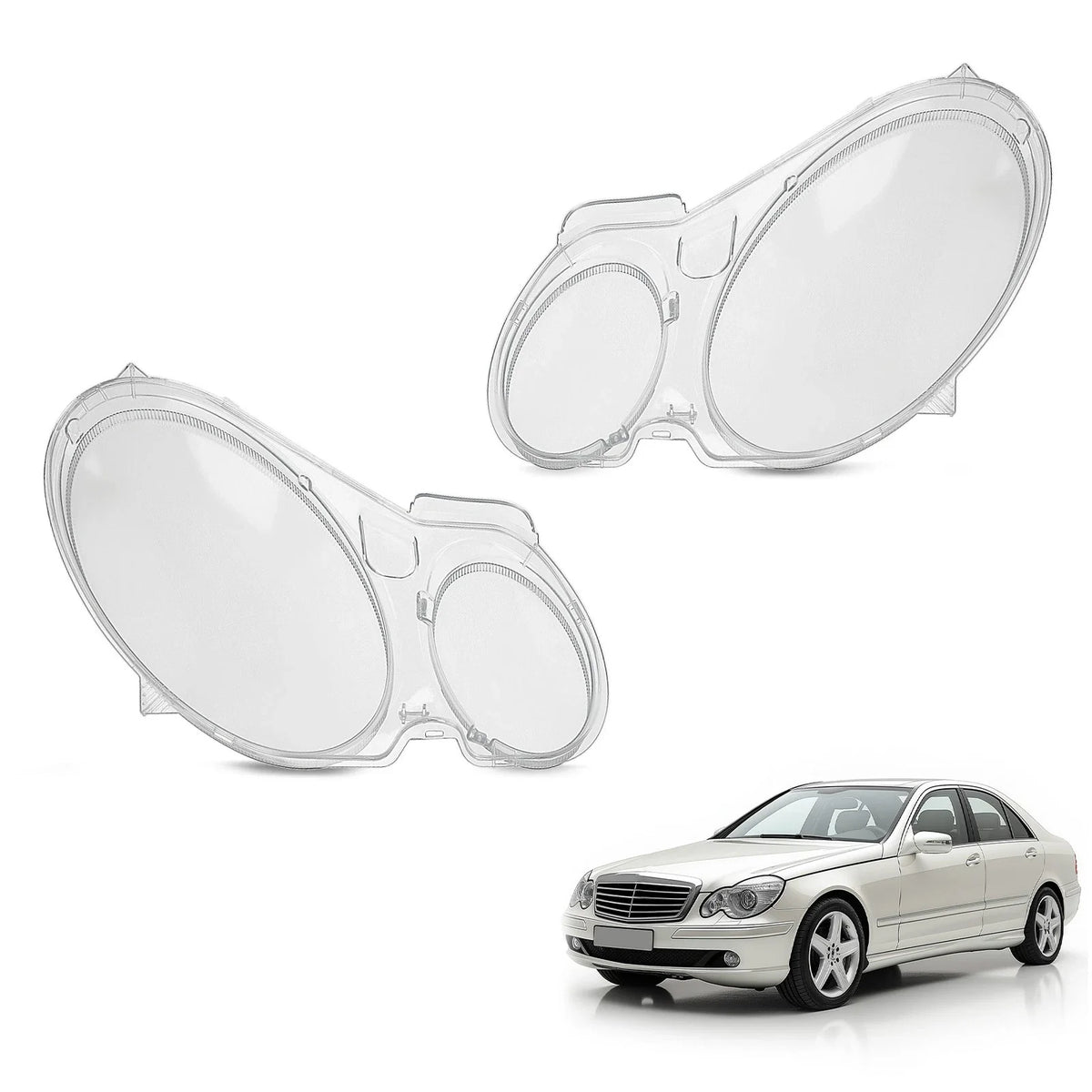Headlight Lens Cover for Mercedes Benz W211 E240 E200 E350 E280 E300 (2002–2008)