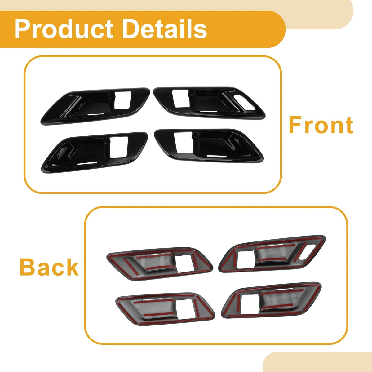 Interior Door Handle Bowl Cover Trim for Toyota Crown (2023–2024) Black