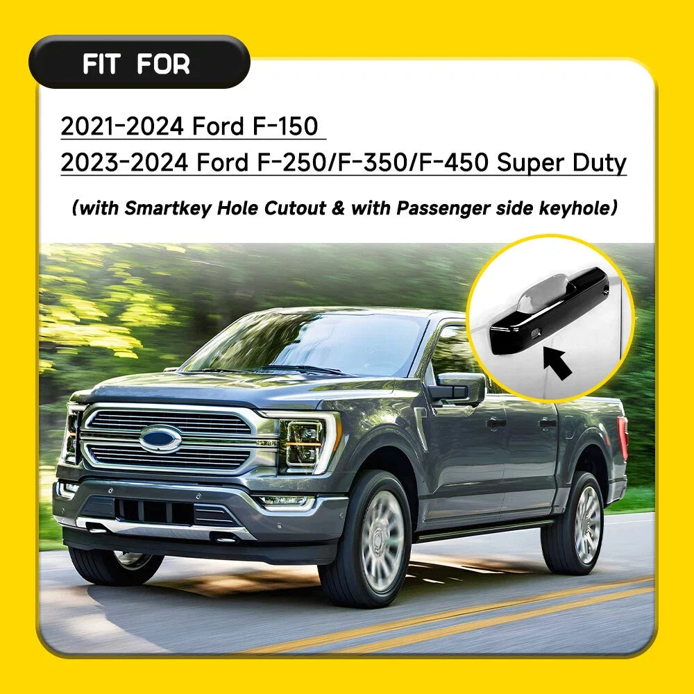 Set of 4 Black Door Handle Covers for Ford F-150 (2021–2024)