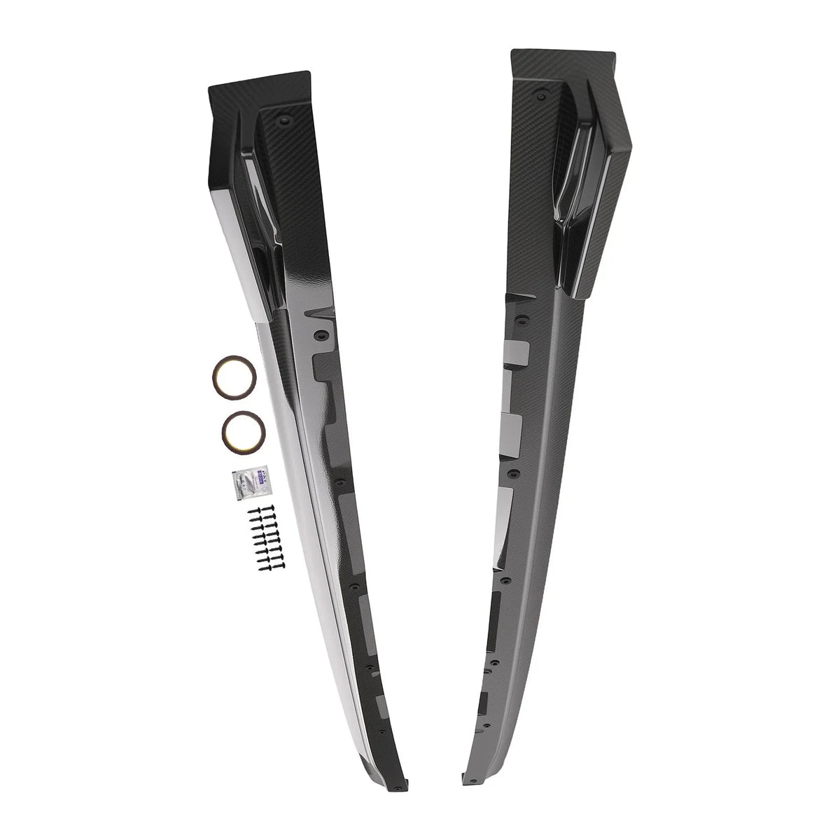 L & R Carbon Fiber Side Skirt Extension Lip for Subaru WRX STi (2015–2021)