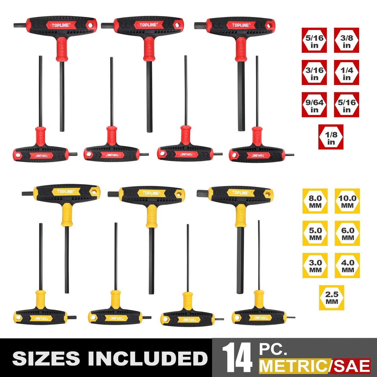 14-Piece T-Handle Allen Wrench Set for Metric & SAE (No Specific Years)