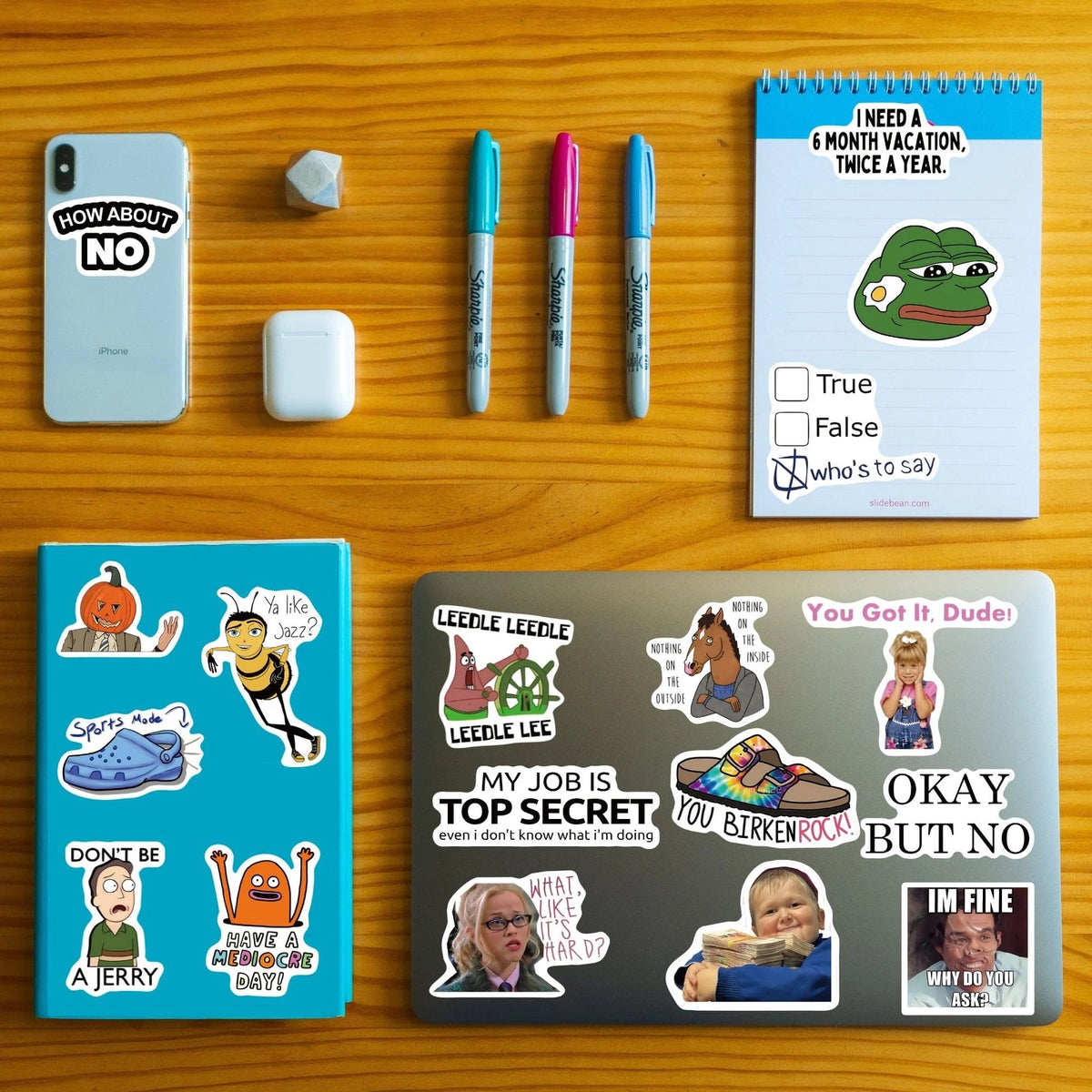 500 Pcs Funny Stickers for Adults & Teens (Trendy Meme, VSCO Vinyl Decals)
