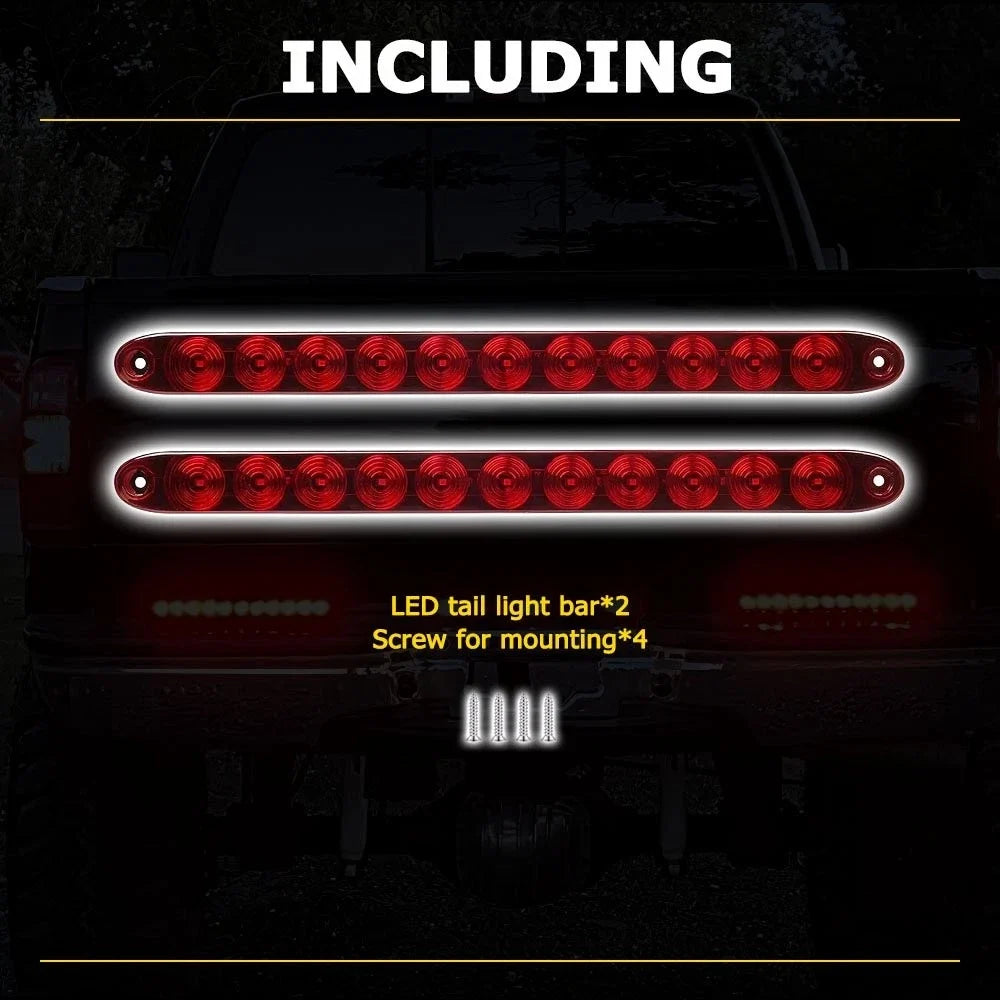 2X 15" Red LED Truck Trailer Strip Brake Lights for