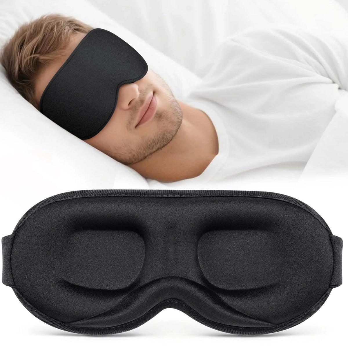 3D Contour Sleep Mask for Travel - Zero Pressure Blackout Eye Cover