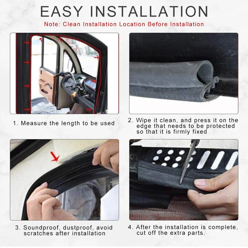 Rubber Weather Strip Door Window Lock Edge Trim for Car SUV (6M)