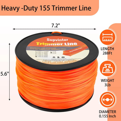 155 Trimmer Line for Weed Eater (0.155" - 288ft - Heavy Duty Square)