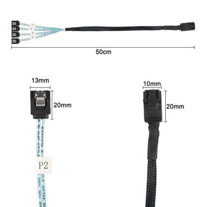Mini SAS Cable SFF-8643 to 4 SATA for Hard Drive (0.5M)