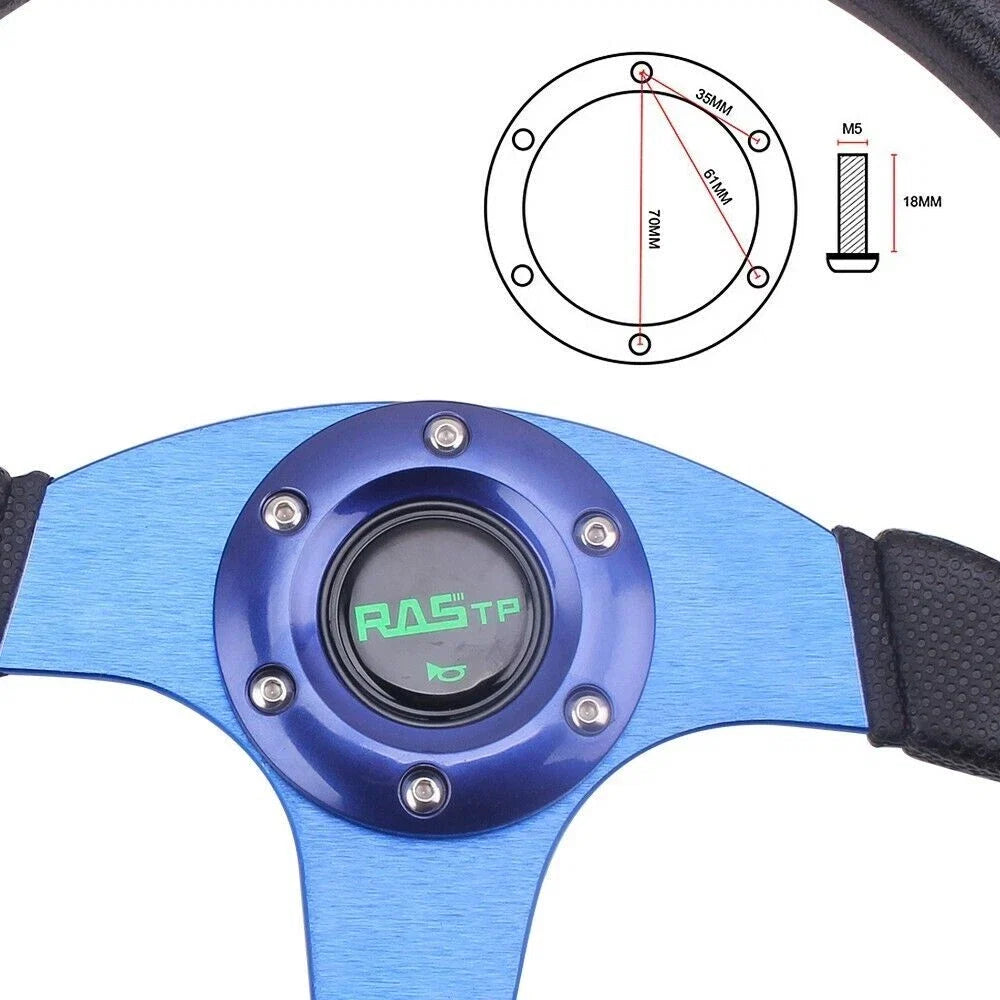 6 Bolt 14" 340MM Universal Drifting Racing Steering Wheel Aluminum Gray