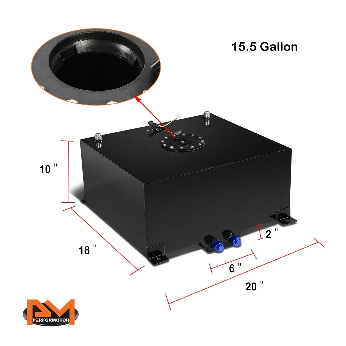 15.5 Gallon Aluminum Fuel Cell/Gas Tank with Level Sender for Universal Fit (2000–2023)