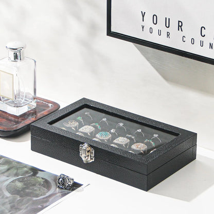 30-Slot Ring Organizer Box for Jewelry Storage - Black