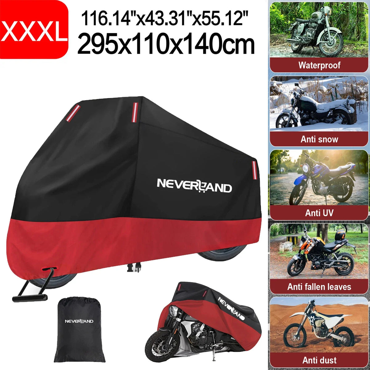 Waterproof Motorcycle Cover for Harley Davidson Heritage Softail Classic (XXXL)