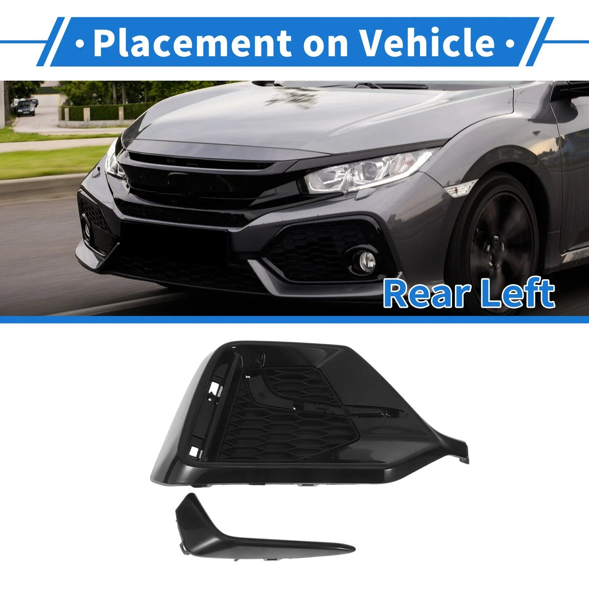 Rear Left Fog Light Grill No. 71518TGGA50 for Honda Civic Hatchback (2020–2021)