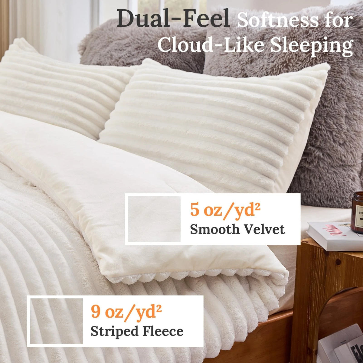 3-Piece Comforter Set for Queen Size (Cream White)