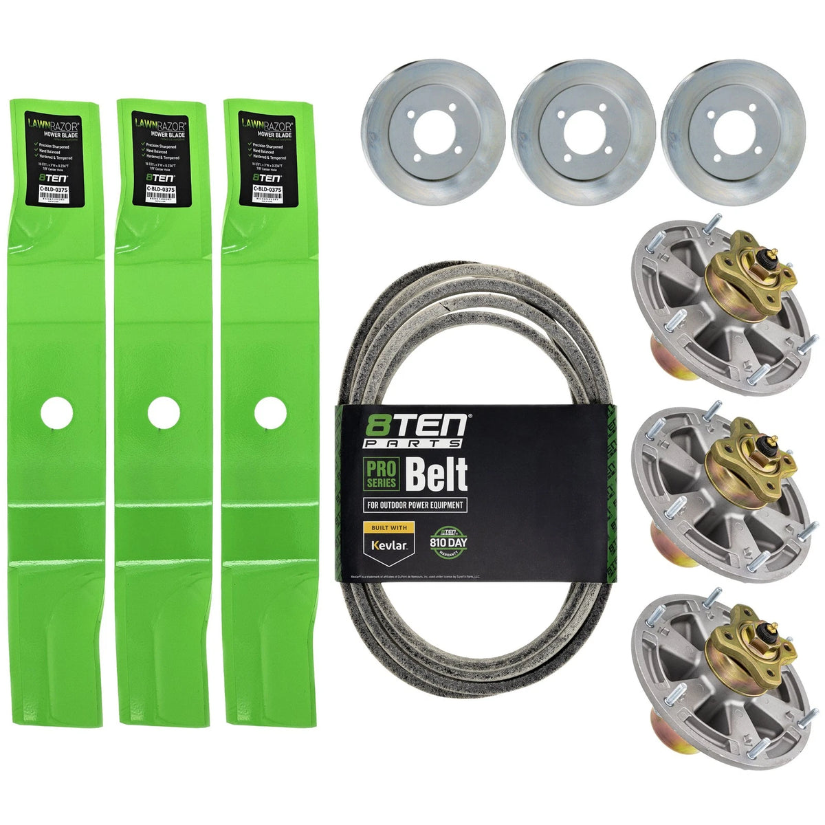 8TEN Blade Spindle Belt Kit for John Deere Ztrak Z920A (M136195, TCU26295, TCU30317)