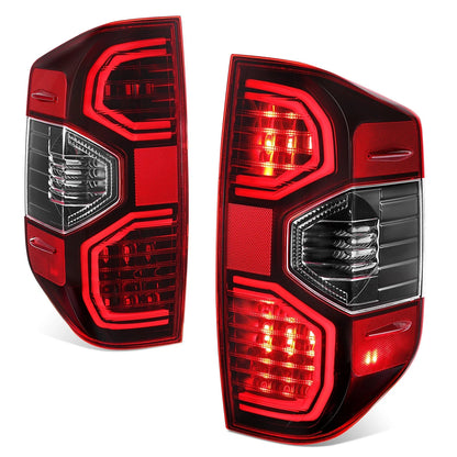 Set of 2 LED Tail Lights for Toyota Tundra (2014–2021) Black Housing Red Lens