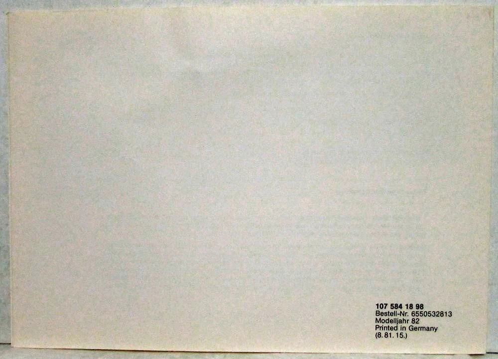 Consumer Information Brochure for Mercedes-Benz 380SL (1982)