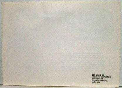 Consumer Information Brochure for Mercedes-Benz 380SL (1982)