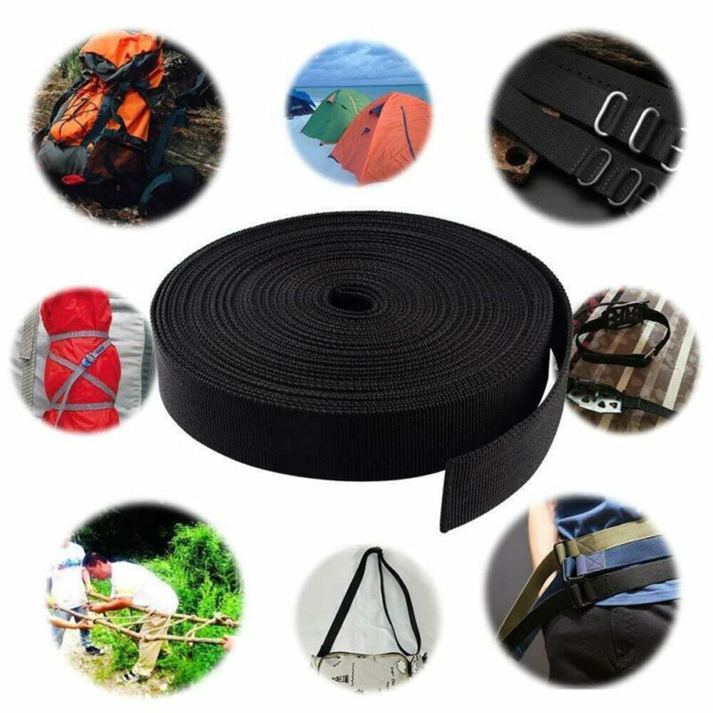 1 Roll 22 Yards 1 Inch Wide Black Nylon Heavy Duty Webbing Strap